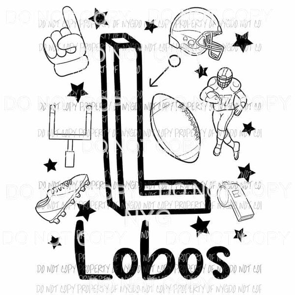 Lobos football spirit doodle Sublimation transfers Heat Transfer