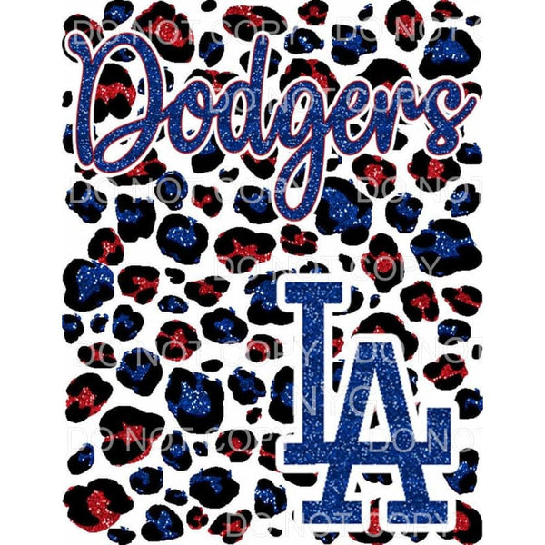 Los Angeles LA Dodger Baseball Red Blue Leopard Glitter 