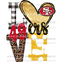 LOVE 49ers SF red black and gold heart leopard polka dot Sublimation transfers Heat Transfer