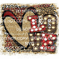 LOVE animal print marquee red heart Sublimation transfers Heat Transfer