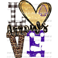 LOVE Arrows leopard polka dot purple gold Sublimation transfers Heat Transfer