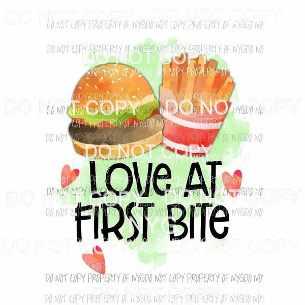 Love At First Bite burger fries Sublimation transfers Heat Transfer