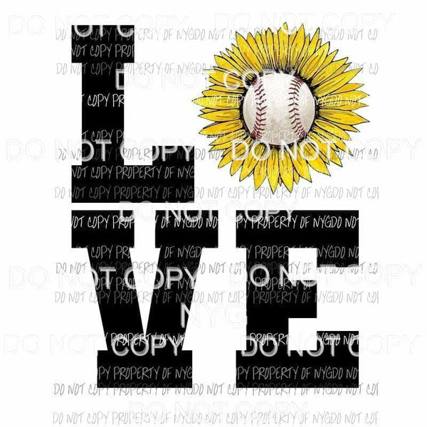 Love Baseball sunflower Sublimation transfers Heat Transfer