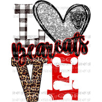 LOVE Bearcats leopard polka dot bear red and black Sublimation transfers Heat Transfer