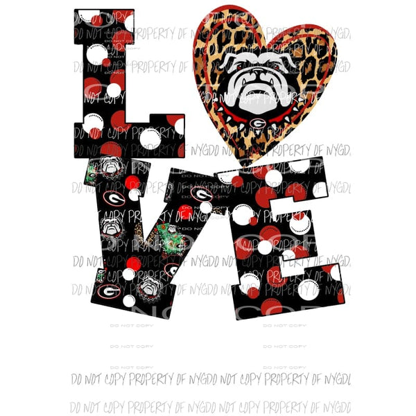 Love Bulldogs 1 Georgia Sublimation transfers Heat Transfer