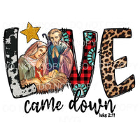 Love Came Down Nativity Scene Cowhide Red Plaid Turqoise 