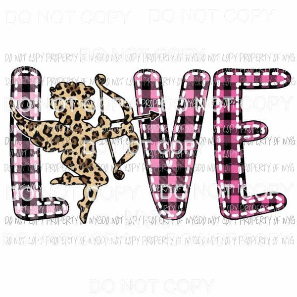 LOVE cupid leopard and plaid Sublimation transfers Heat Transfer