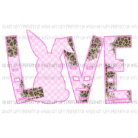 LOVE Easter Bunny pink leopard Sublimation transfers Heat Transfer