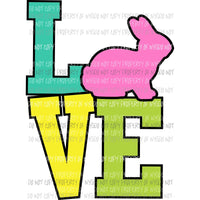 Love Easter pastels stacked pink rabbit Sublimation transfers Heat Transfer