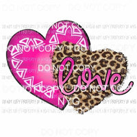 Love Hearts pink leopard Sublimation transfers Heat Transfer