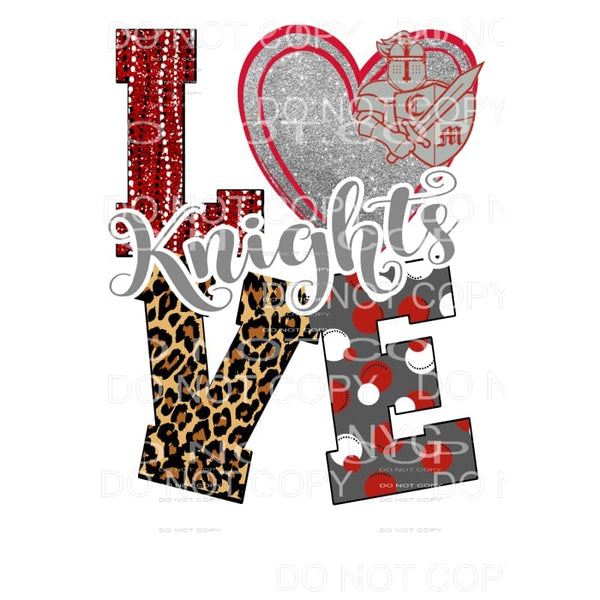 Love Knights Red And Grey Leopard Polka Dots Sublimation 