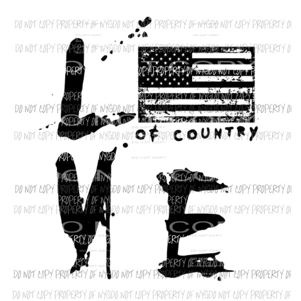 Love of country flag usa Sublimation transfers Heat Transfer