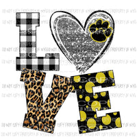 LOVE paw print gold and black #1 Sublimation transfers Heat Transfer