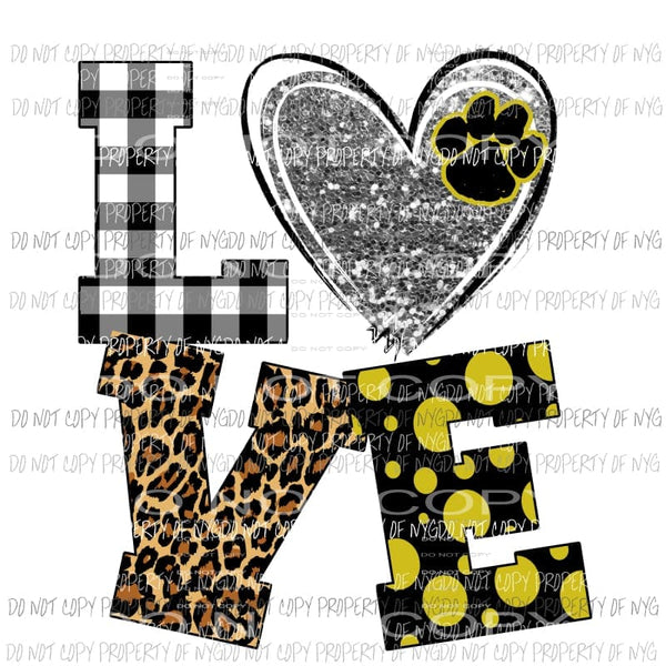 LOVE paw print gold and black #1 Sublimation transfers Heat Transfer