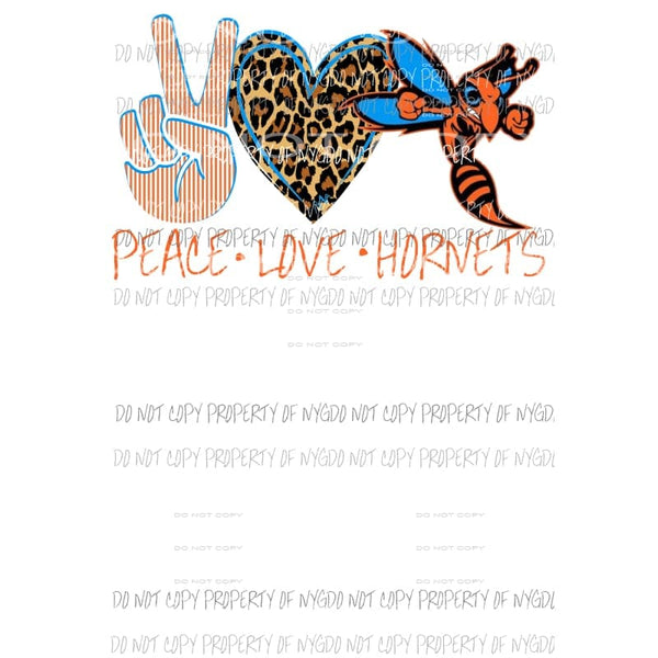 Love Peace Hornets orange blue Sublimation transfers Heat Transfer