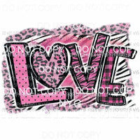 LOVE pink plaid leopard Sublimation transfers Heat Transfer