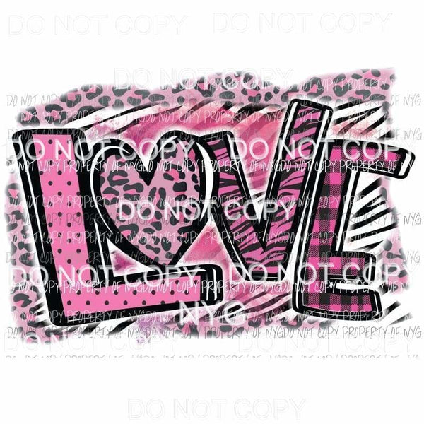 LOVE pink plaid leopard Sublimation transfers Heat Transfer