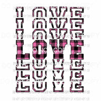 LOVE pink plaid mirrored image Sublimation transfers Heat Transfer