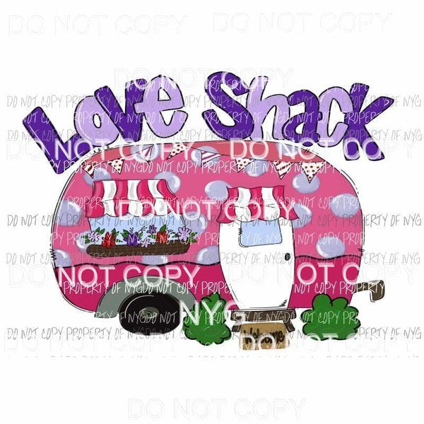 Love Shack camper pink purple polka dot Sublimation transfers Heat Transfer