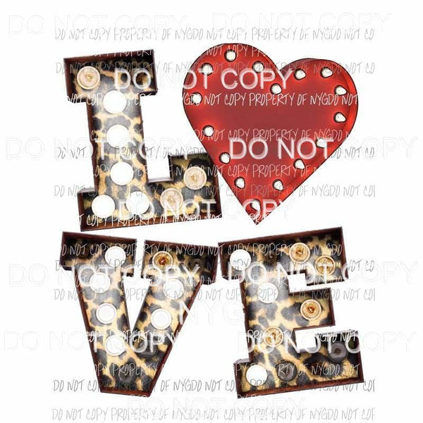 LOVE stacked marquee leopard red heart Sublimation transfers Heat Transfer