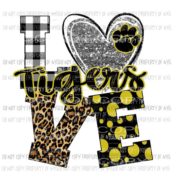 LOVE Tigers paw point gold and black #2 Sublimation transfers Heat Transfer