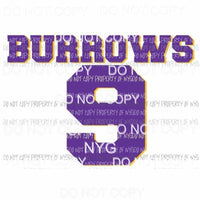 LSU BURROWS # 9 tigers Sublimation transfers Heat Transfer