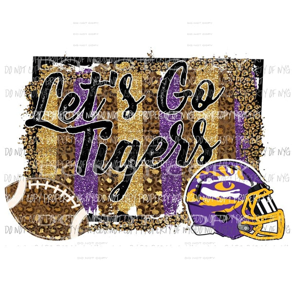 LSU Lets Go Tigers Faux Glitter football Sublimation transfers Heat Transfer