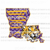 LSU Tigers Louisiana state outline purple gold football Sublimation transfers Heat Transfer