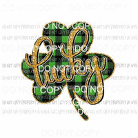 Lucky shamrock green buffalo plaid Sublimation transfers Heat Transfer