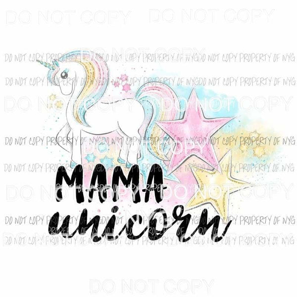 Mama Unicorn stars pastel Sublimation transfers Heat Transfer