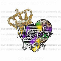 Mardi Gras heart gold crown Louisiana Sublimation transfers Heat Transfer