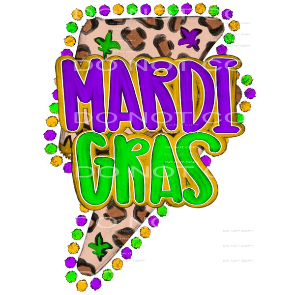 Mardi Gras Leoard Lightning Bolt Beads #2450 Sublimation 