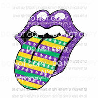 Mardi Gras tongue #1 purple rolling stones lips Sublimation transfers Heat Transfer