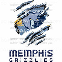 Memphis Grizzlies ripped design Sublimation transfers Heat Transfer