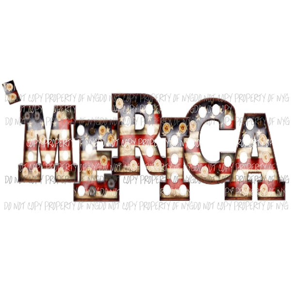 MERICA Marquee Flag Letters Sublimation transfers Heat Transfer