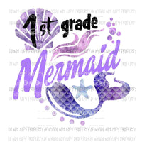 Mermaid Grade Pre School - 6th Grade school grades Sublimation transfers Heat Transfer