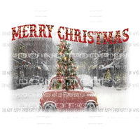 Merry Christmas Car with Christmas tree Sublimation transfers Heat Transfer