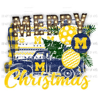 Merry Christmas truck Michigan Wolverines Sublimation transfers Heat Transfer