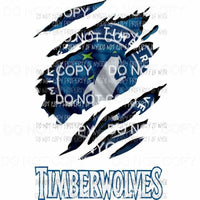 Minnesota Timberwolves ripped design Sublimation transfers Heat Transfer