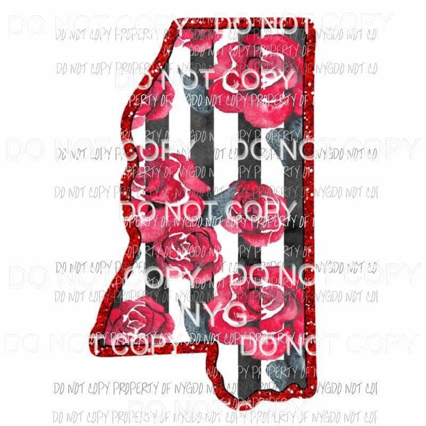 Mississippi red floral stripes Sublimation transfers Heat Transfer