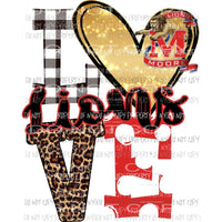 Moore lions Red and gold heart love polka dot Sublimation transfers Heat Transfer