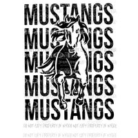 Mustangs black Sublimation transfers Heat Transfer