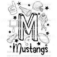 Mustangs football spirit doodle Sublimation transfers Heat Transfer