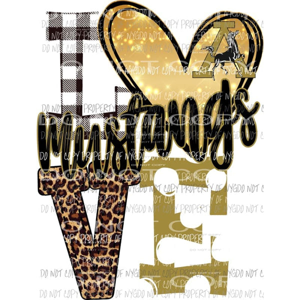 mustangs polka dot gold horse Sublimation transfers Heat Transfer