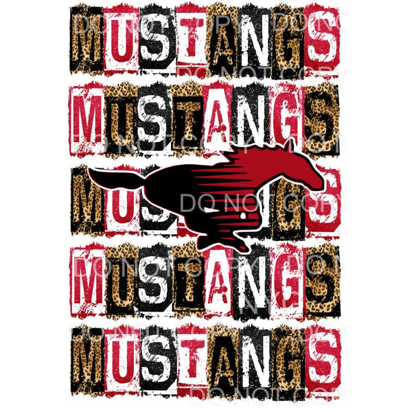 MUSTANGS RED BLACK BLOCK # 563 Sublimation transfers - Heat 