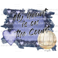 My heart is on the court volleyball Sublimation transfers Heat Transfer