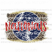 Nationals baseball leopard Sublimation transfers Heat Transfer