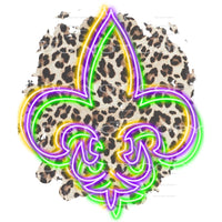 Neon Fleur de Lis Leopard Mardi Gras #2452 Sublimation 