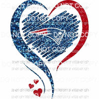 New England Patriots heart red blue glitter Sublimation transfers Heat Transfer