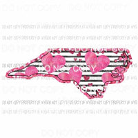 North Carolina pink hearts black stripes Sublimation transfers Heat Transfer